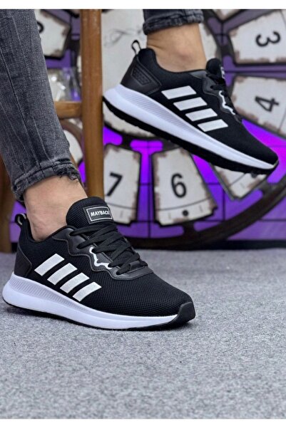 Nubbock حذاء رياضي رجالي أسود وأبيض ذو 4 خطوط شبكي مريح للاستخدام اليومي NK4152