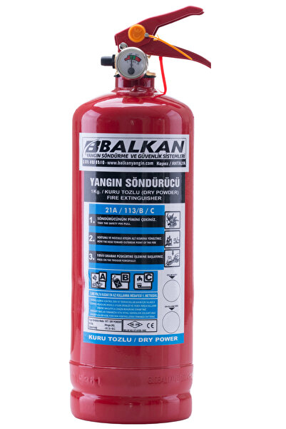 Balkan Ticaret 1Kg Yangın Tüpü Ruhsata Uygun 4 Yıllık TSE HYB CE Belgeli KKT ABC