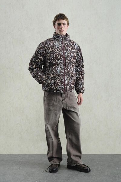 Hiccup GIESTO Patterned puffer jacket with zip collar