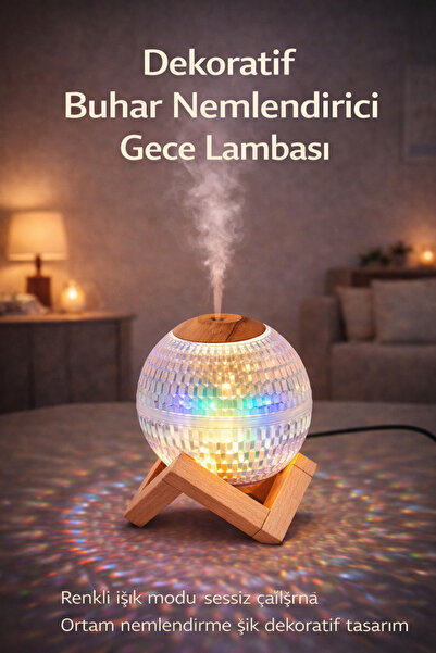 Ervinay Dekoratif LED Işıklı Hava Nemlendirici Aroma Difüzör Buhar Makinesi G...