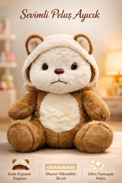 GRAN Göbüşlü Kapşonlu Tatlış Ayıcık – Açılır Kapanır Kapüşonlu Karamel Brown ...