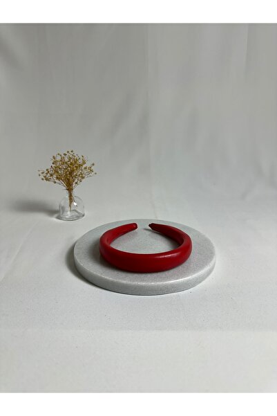 MegssStore Red Thin Curved D Leather Crown Hair Band