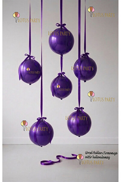 LOTUS PARTY Purple Globe Balloon - Shiny Globe Balloon - Hanging Globe Balloo...