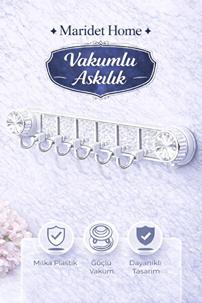Maridet Güçlü Vantuzlu Şeffaf Askılık Banyo Mutfak Duvar Askılığı Paslanmaz A...