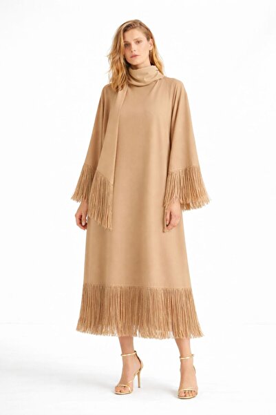 ALYEL NAKER Tassel Detailed Midi Length Casual A-Line Stylish Dress