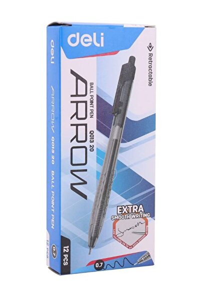 Deli قلم حبر جاف قابل للسحب، ناعم، 0.7 مم، أسود (1 × 12)، من إنتاج شركة آرو -...