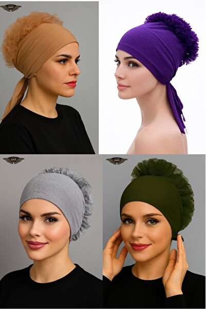 ALDAIYR 4 bucăți Bonetă cu volane pentru hijab