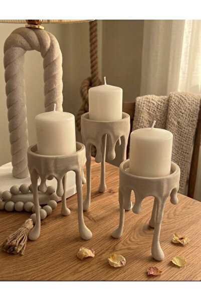 LayerOne Erime Desenli Dekoratif Mumluk - 3'lü Set