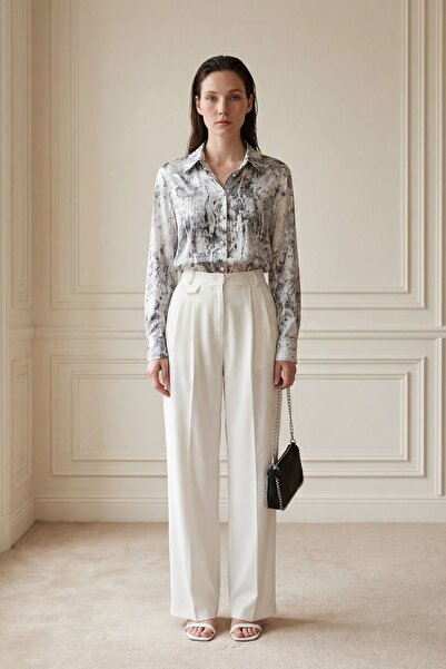 Hiccup My Fashion Patterned Button Satin Shirt