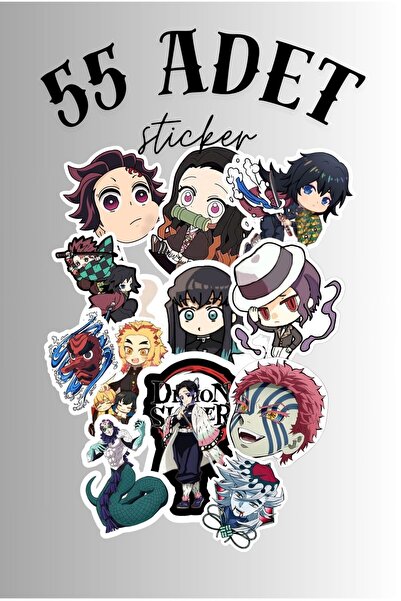 TİWO DİJİTAL DEMON SLAYER DIY SET PARLAK 55 PARÇA STİCKER Bullet Journal Ajan...