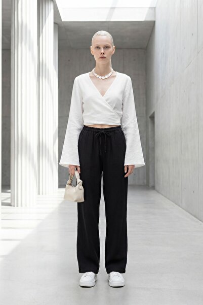 Hiccup My Fashion Elastic Waist Straight Leg Pants