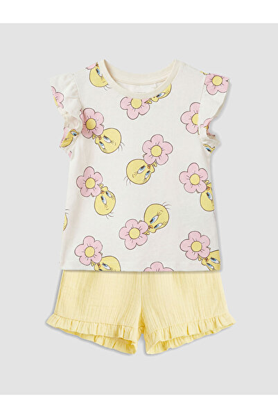 LC Waikiki Esvab • Modern & Distinctive Tweety Printed Baby Girl Shorts and T...