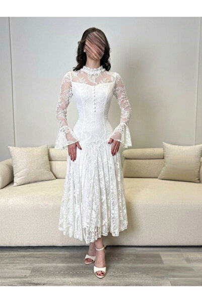aljwhara Elegant white Lace dress