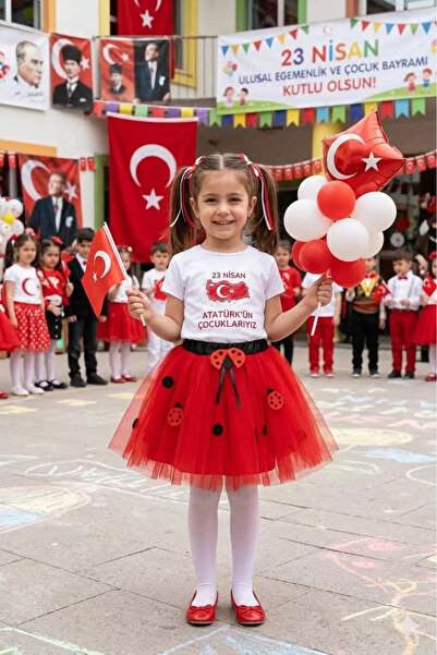 EXTRAÇARŞI Fusta Tutu pentru fete, cu talie elastică, cu imprimeu gândacul Ulus.