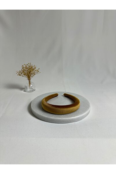 MegssStore ربطة شعر كورونا K مخمل منحنية رفيعة باللون الأصفر الخردلي