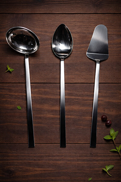 Umut طقم تقديم مكون من 3 قطع، ملعقة وملعقة مسطحة