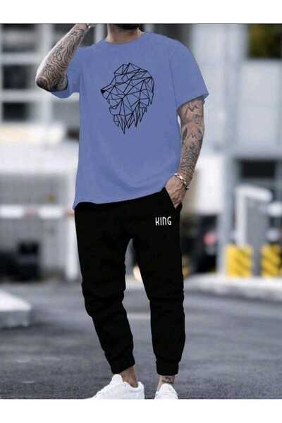 ibibik moda Baseball Printed Sweatpants and T-Shirt - Jogger Pants T-Shirt Bo...