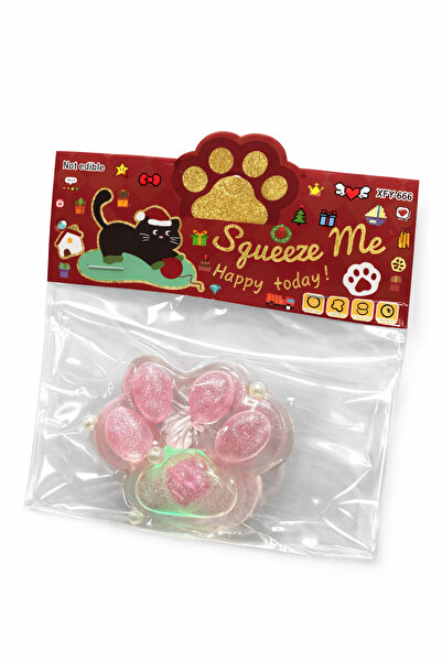 Fiona Aksesuar FİONA Kedi Patili LEDLİ Sukuşi Squishy ŞEFFAF PEMBE