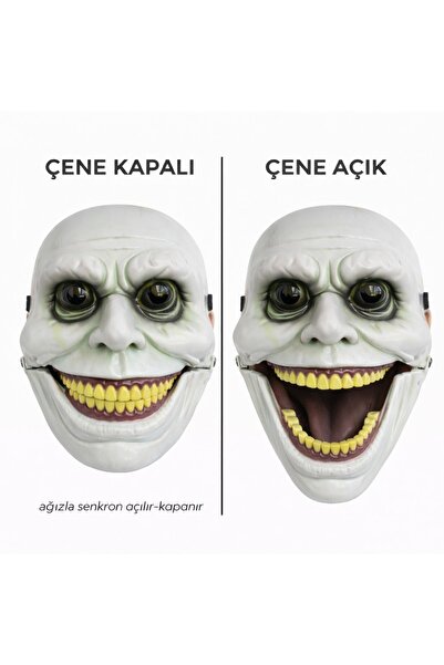 ZS DEMİR قناع الرعب الأخضر مع آلية الفك المتحرك