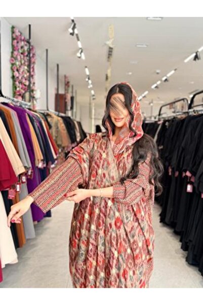 dar laha abaya D 916 - عباية هندية | قماش كتان بقصة كتان - أحمر قرمزي