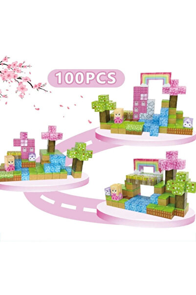 minelox T002 Prensses ve Kedi 100 Adet Mine Craft Manyetik Küp Yapı Blokları ...