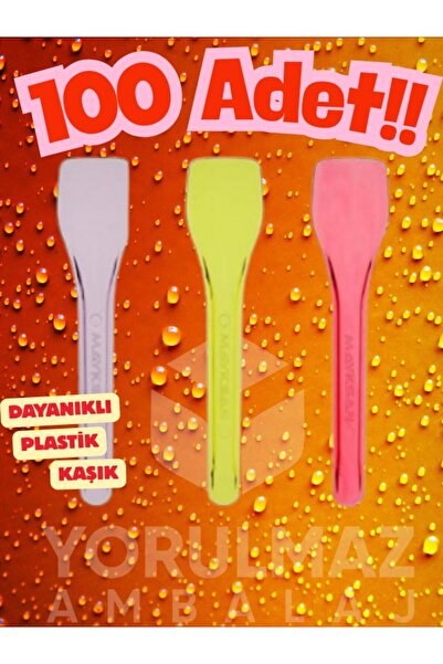 yorulmaz ambalaj 🥄🐼Renkli Plastik Dondurma ve Tatlı Kaşığı 100 Adet – Tek K...