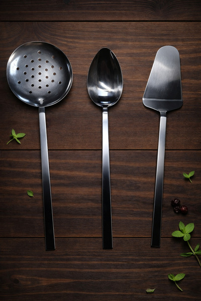 Umut طقم تقديم مكون من 3 قطع، ملعقة ومغرفة وملعقة سباتولا