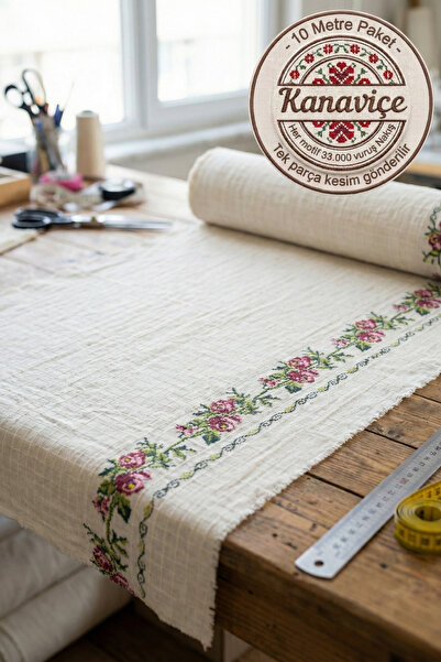 Morlay 10 Meters Cross-Stitch Embroidered Fabric 33,000 Stitches 100% Cotton ...