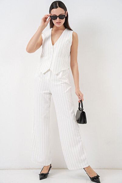 Hiccup Bdart V-Neck Buttoned Two-Piece Suit