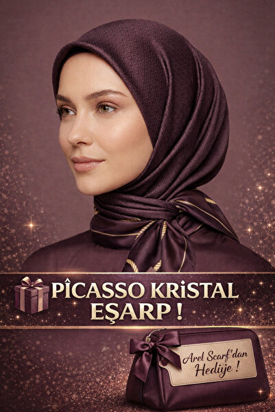 Picasso وشاح كريستال بني اللون حرير - تصميم أنيق 90x90