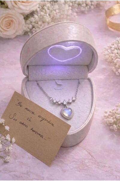 SOME SHINE Işıklı Hediye Kutulu 925 Ayar Gümüş Kaplama Aşkın Kalbi Kolye Sevg...