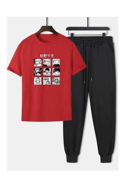 ibibik moda Boston Printed Oversized Bottom Top Tracksuit Set