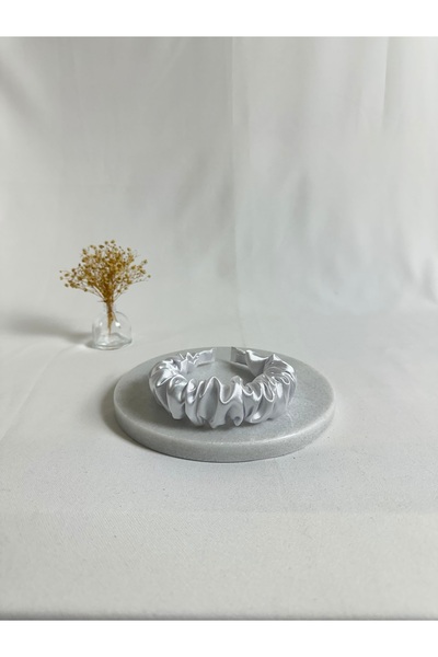 MegssStore White Ruched Satin Crown Headband