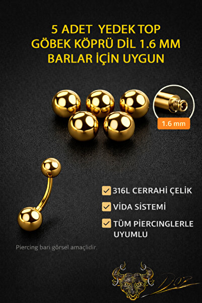 depozoom PİERCİNG YEDEK TOP 1.6 MM BARLAR İÇİN UYGUNDUR