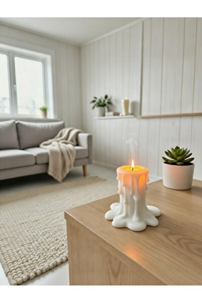 Handmade Modern Akışkan Formlu Dekoratif Mumluk - Minimalist Beyaz Estetik Ev...