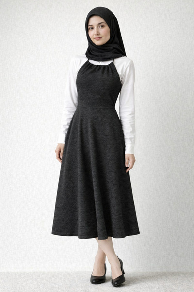 ELMODA Γυναικείο μαύρο φόρεμα Mevlana με ελαστικό ύφασμα ρυθμιζόμενα λουράκια...