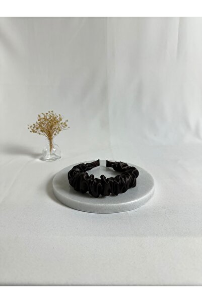 MegssStore Brown Ruched Satin Crown Headband