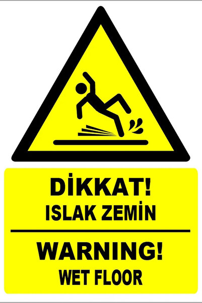 Tembel Baykuş لافتة تحذيرية تركية-إنجليزية للتنبيه على الأرضيات المبللة مقاس ...