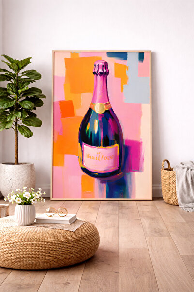 hello solaris Şampanya Şişesi Pop Art Tablo – Modern Dekoratif Ev & Yaşam Duv...