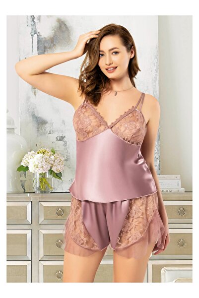 Viselya Σετ πιτζάμες με βολάν και σατέν σορτς μεγάλου μεγέθους