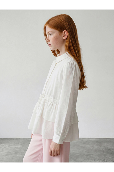 LC Waikiki Cămașă pentru fete LCW Girls Studio White guler tip Peter Pan cu v...