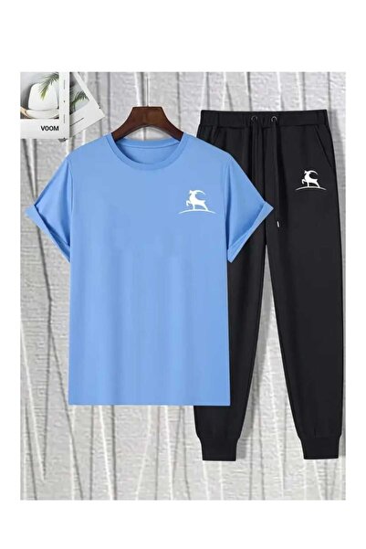 ibibik moda Brooklyn Printed Sweatpants and T-Shirt Top and Bottom Tracksuit Set