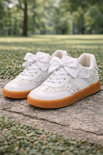 PAPUCUMUN DÜNYASI Parlak Simli Kız Çocuk Spor Ayakkabı (31-35)