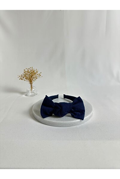 MegssStore Navy Blue Denim Bow Crown Hairband