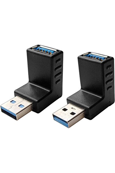 Derwell Yukarı ve Aşağı Usb 3.0 Erkekten Dişiye 90 Derece Dik Açılı Uzatma Ad...
