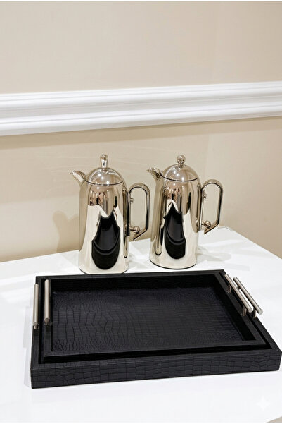 Generic ✨ طقم ضيافة فاخر بتصميم أنيق ولمسات راقية ✨ ترمسان ,حاملان للكيك ، صي...