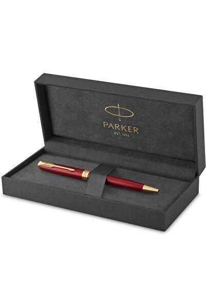 Parker Sonnet Ballpoint Pen | Red Coating with Golden Edges | Medium Point Bl...
