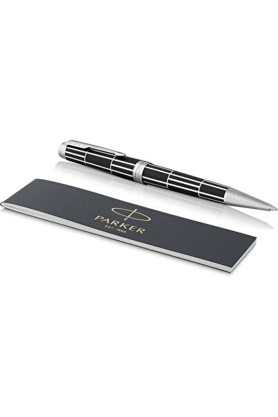 Parker Premium Luxury Ballpoint Pen in Black and Silver | Gift Box