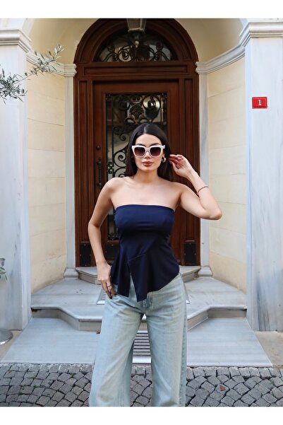 KECHİ WOMAN Sandy Fabric Gloplu Strapless Blouse