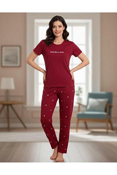 BOYRAZ Slim Fit Women's Slim Fit Milan Crew Neck Short Sleeve Pajama Set 1100...